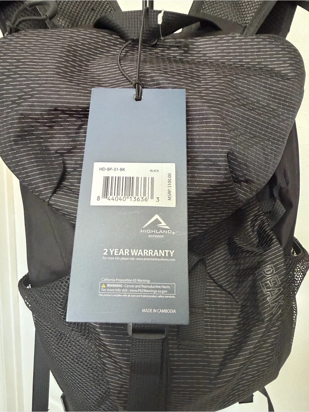 Black Men's Daypack Backpack